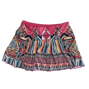 Lucky in Love Tennis Skort Size 8-10 Pink‎ Multicolor Geometric Tribal Pleated